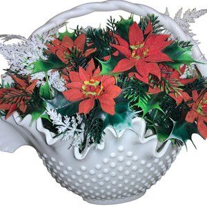 Christmas Wall Pocket Plastic White Hobnail Basket
